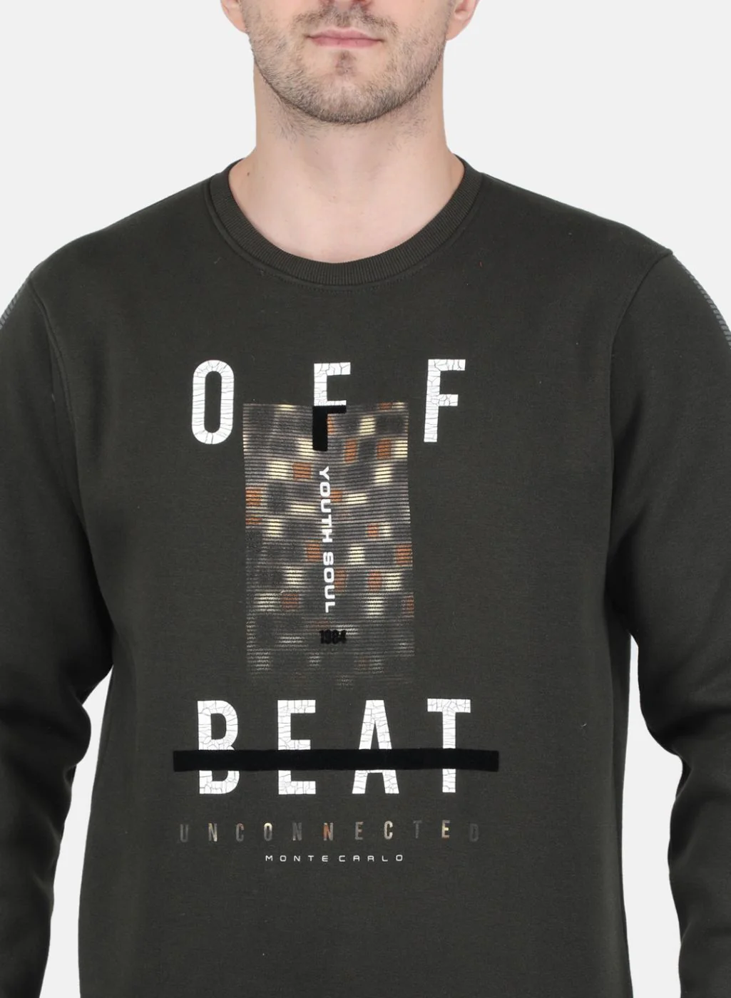 Men Olive Printed Sweatshirt - Image 5