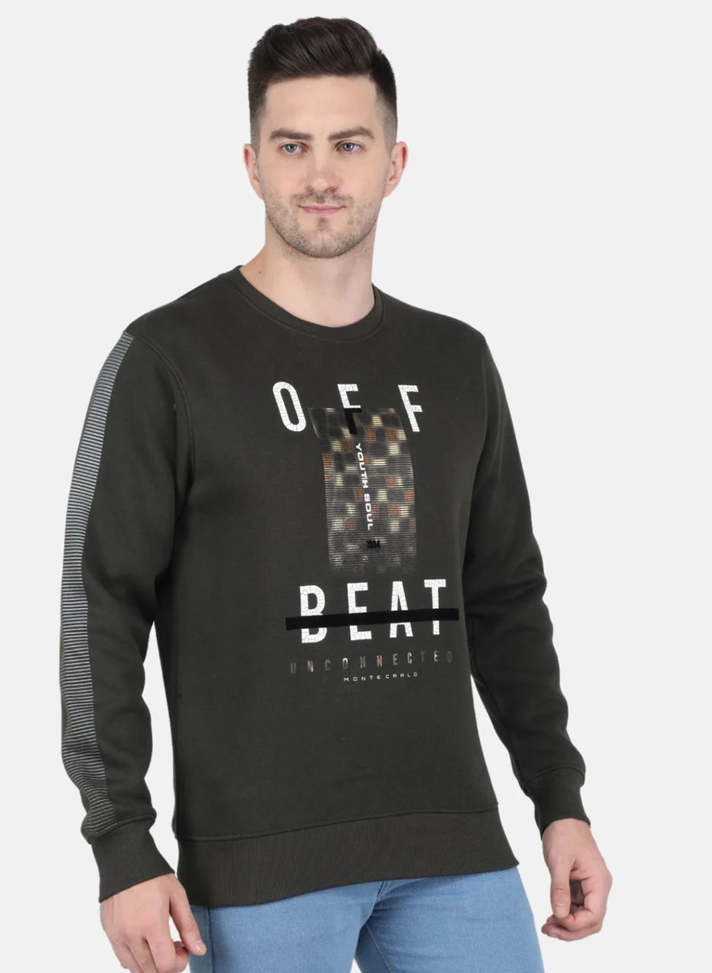 Men Olive Printed Sweatshirt - Image 6