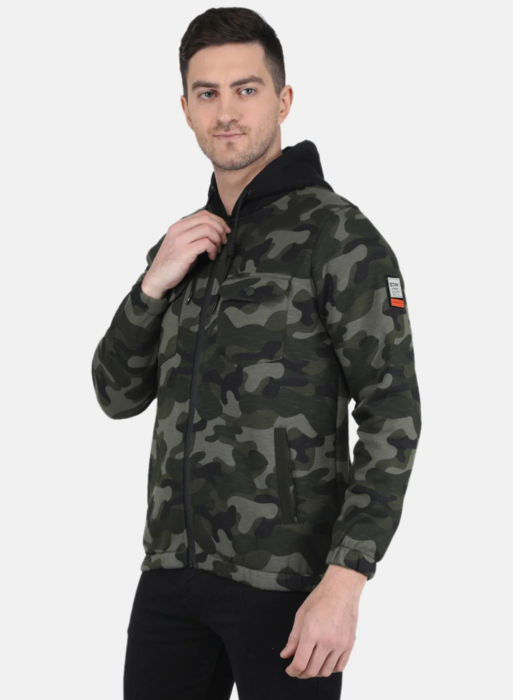 Men Olive Printed Sweatshirt - Image 2