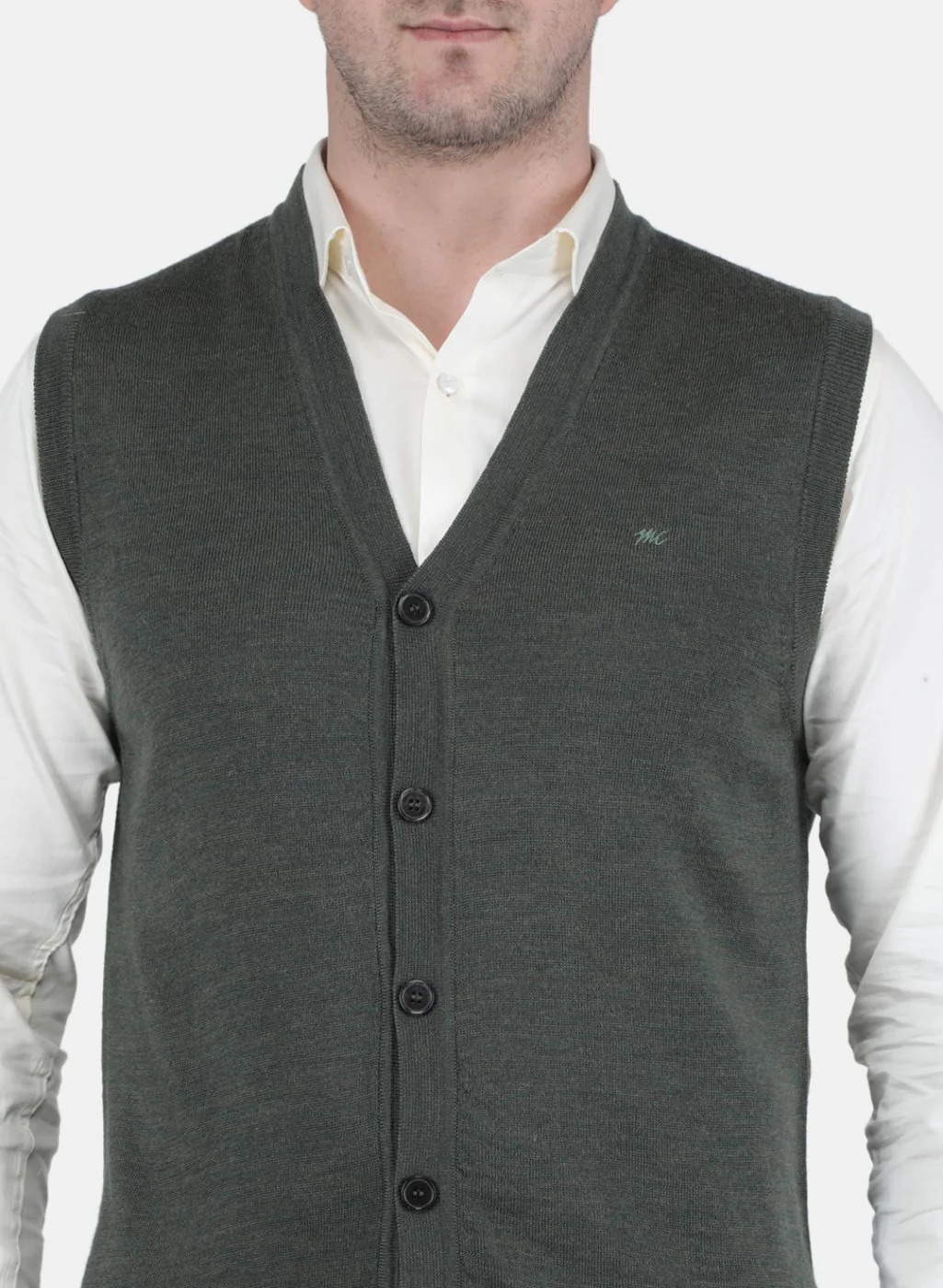 Men Olive Solid Cardigan - Image 5