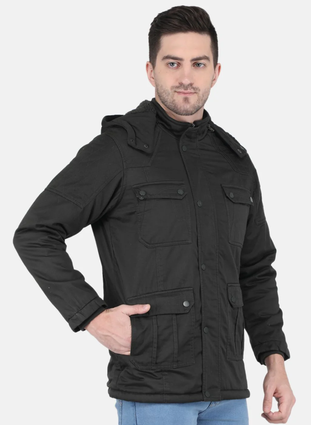 Men Olive Solid Jacket - Image 6