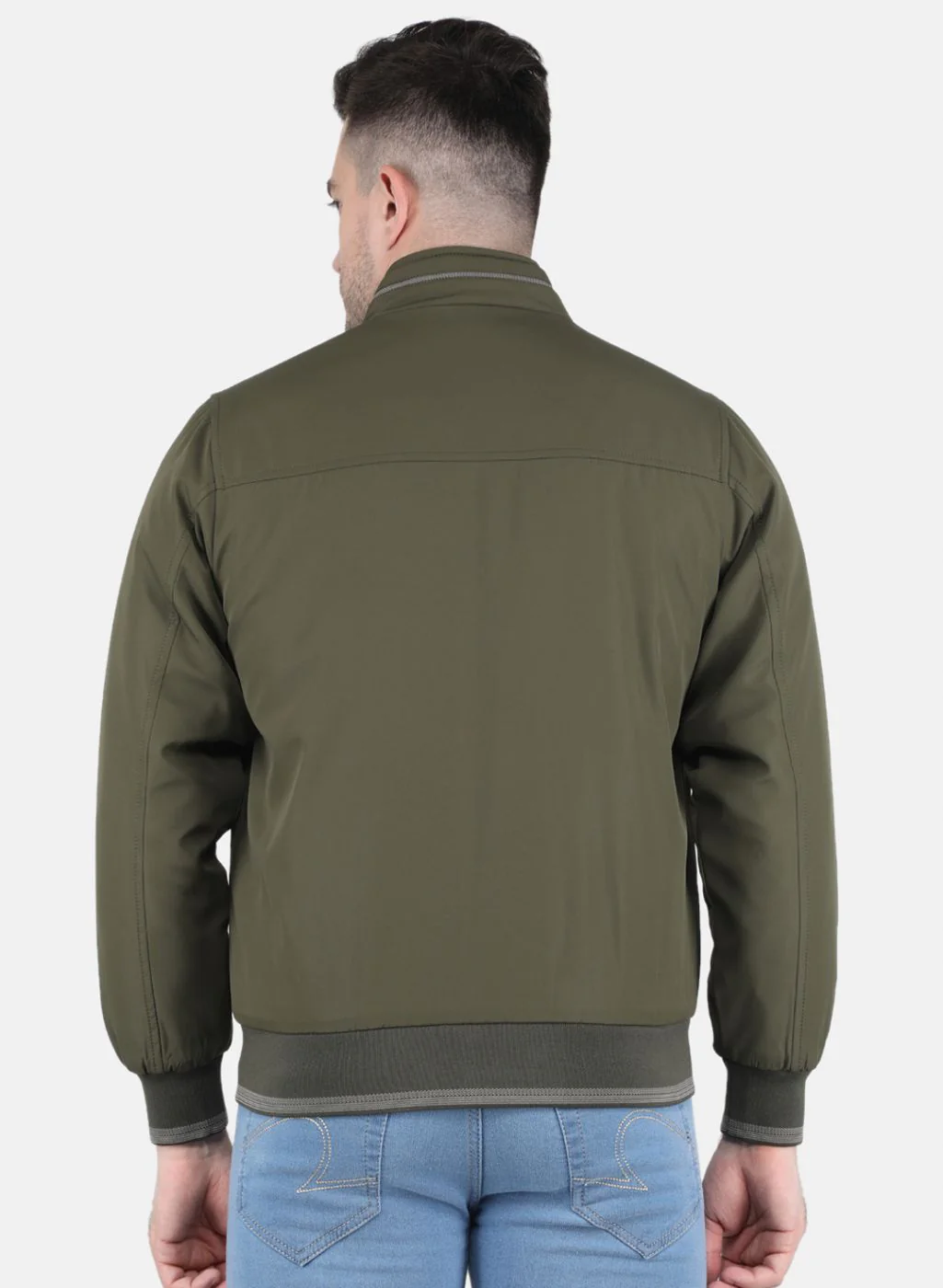 Men Olive Solid Jacket - Image 3