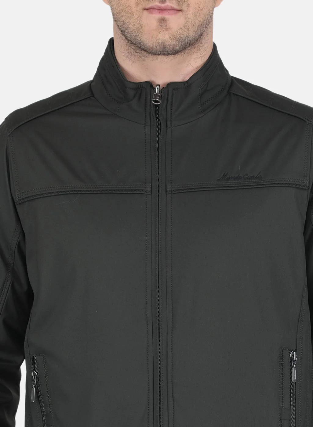 Men Olive Solid Jacket - Image 5