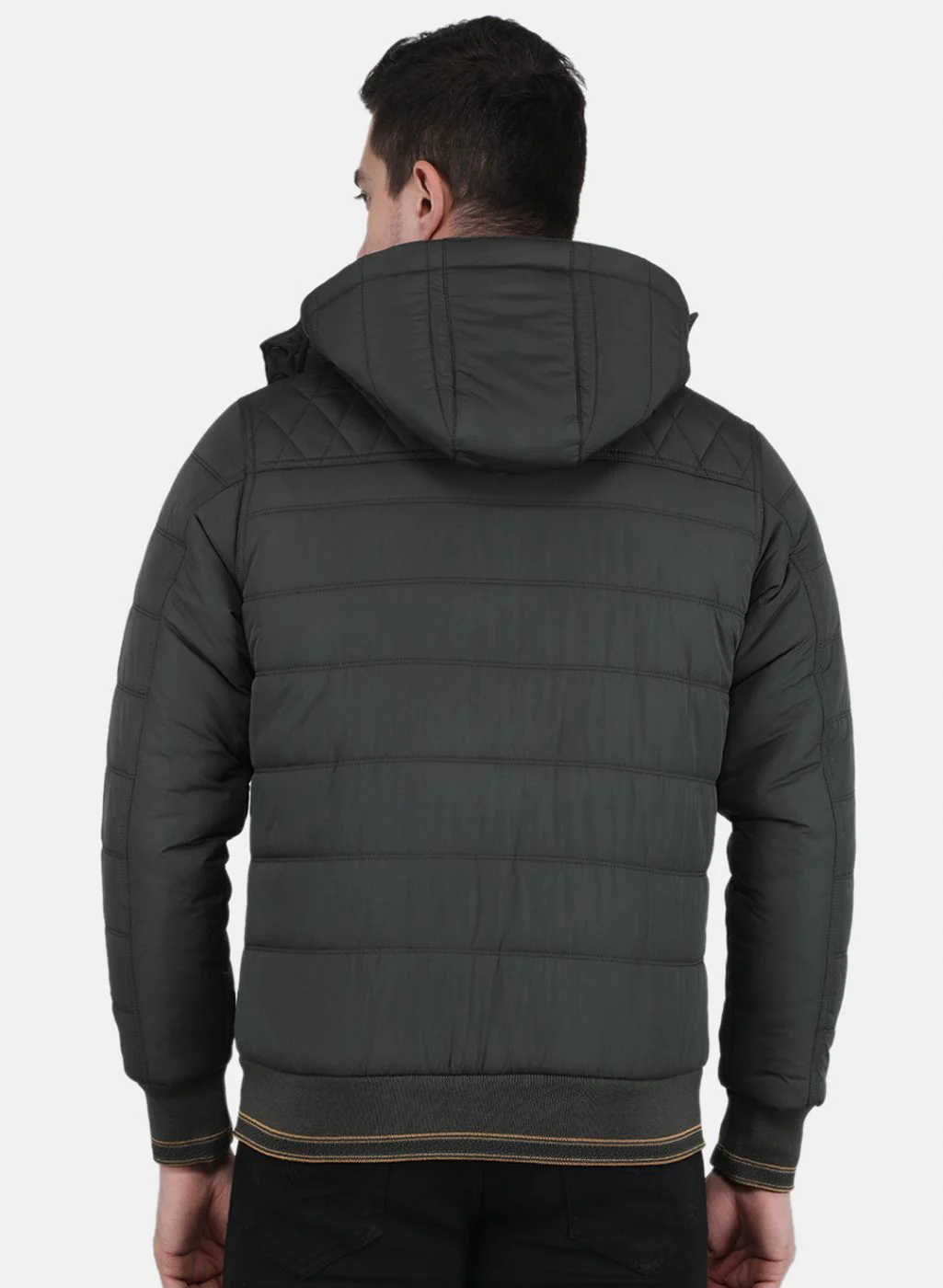 Men Olive Solid Jacket - Image 3