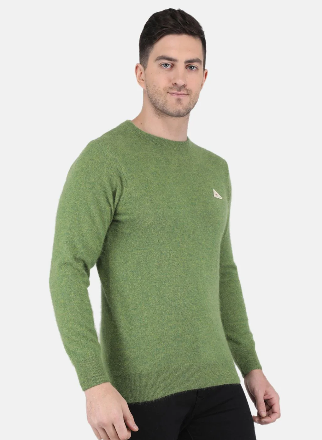 Men Olive Solid Pullover - Image 6