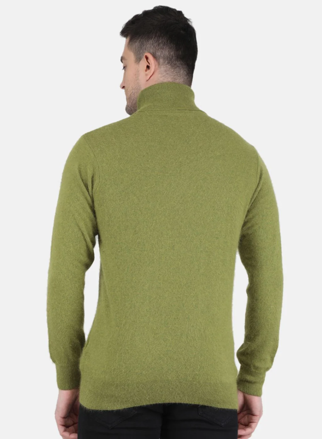 Men Olive Solid Pullover - Image 3