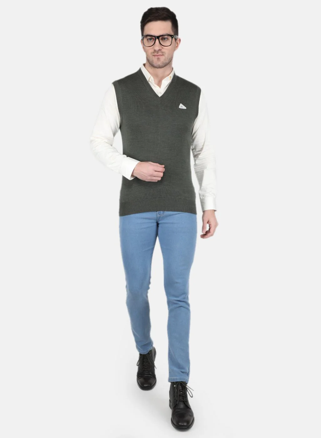 Men Olive Solid Sweater - Image 4