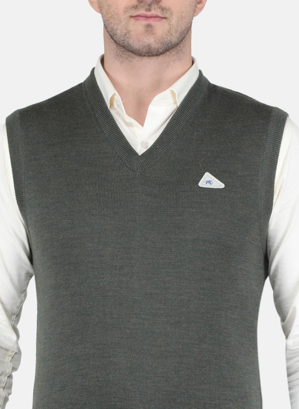 Men Olive Solid Sweater - Image 5