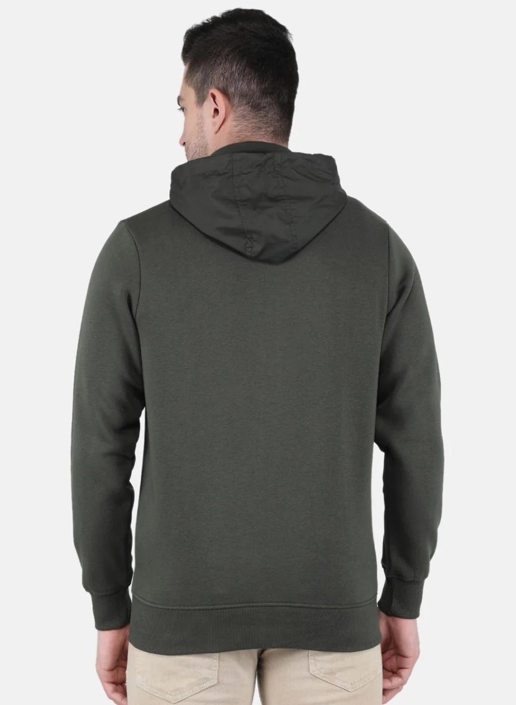 Men Olive Solid Sweatshirt - Image 3