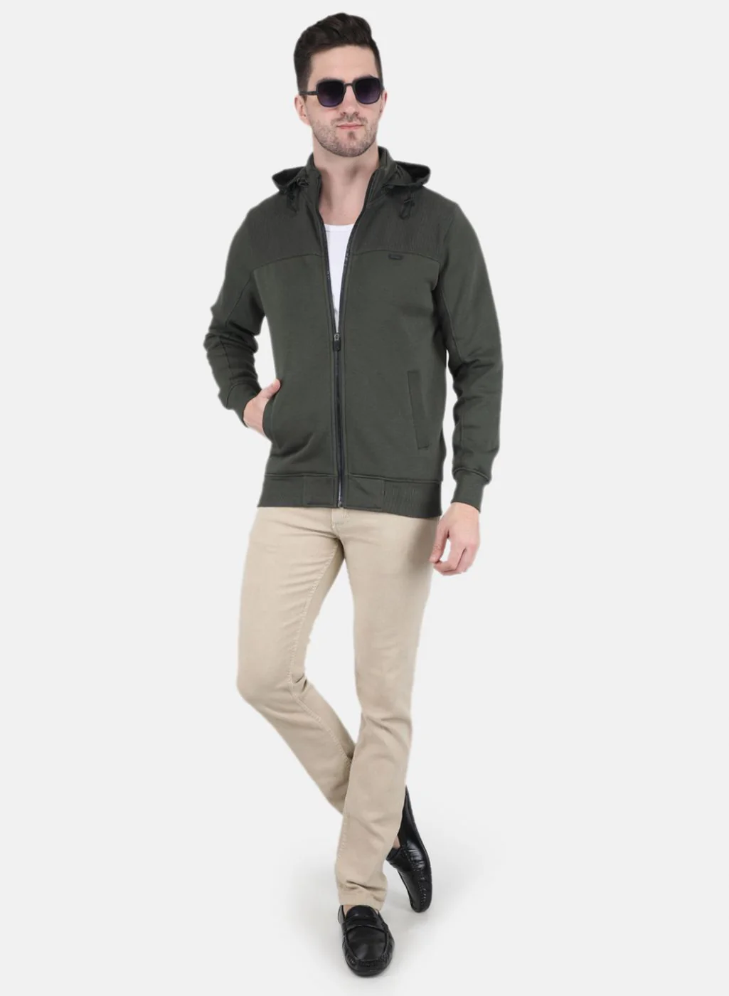 Men Olive Solid Sweatshirt - Image 4