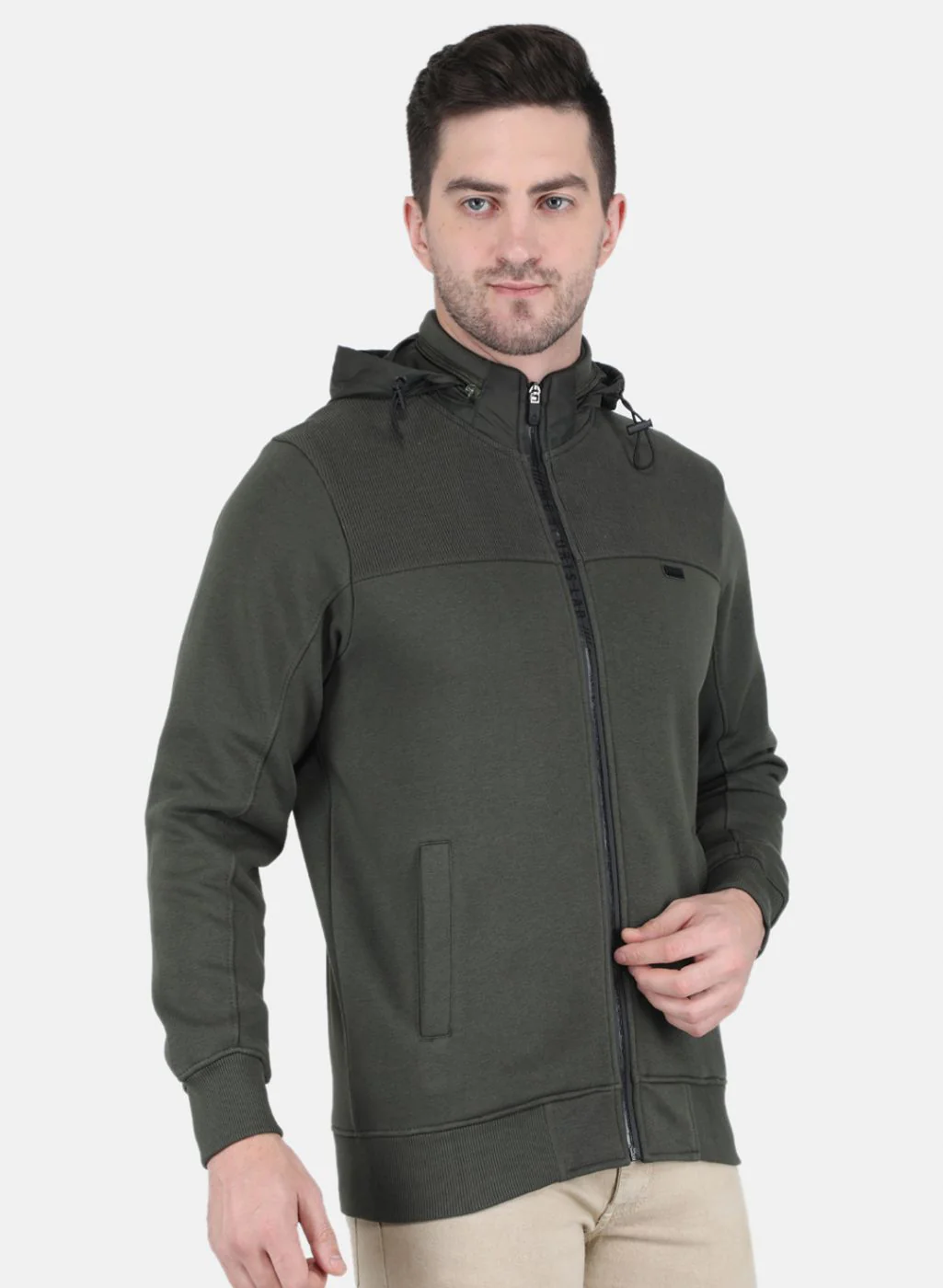 Men Olive Solid Sweatshirt - Image 6