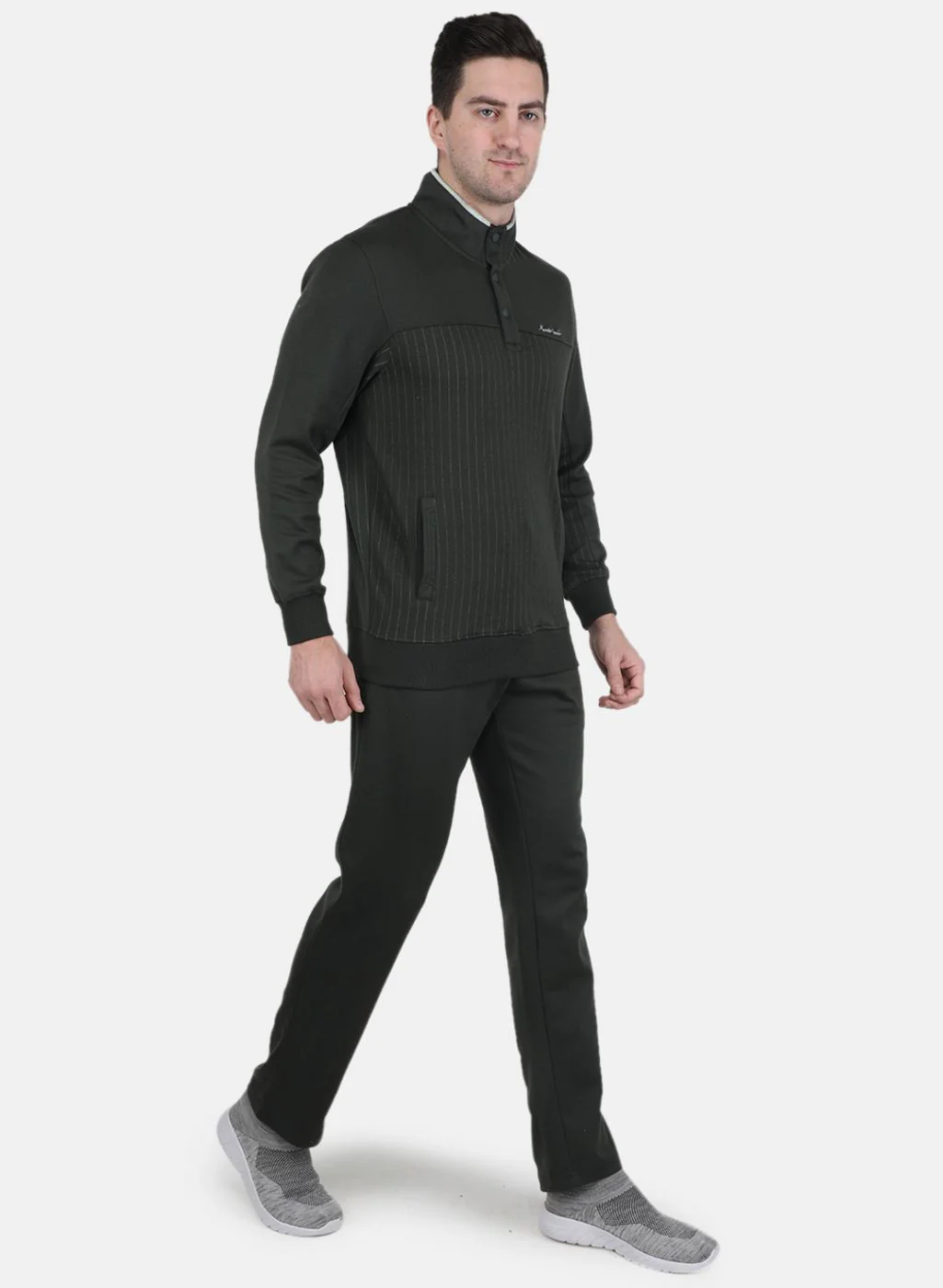 Men Olive Solid Tracksuit - Image 7