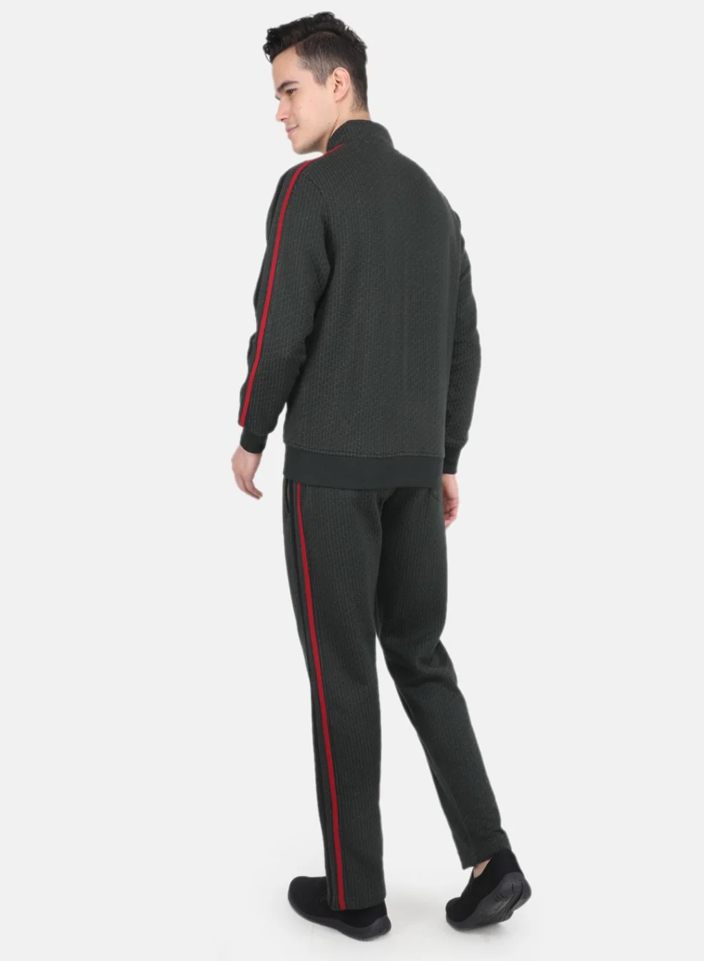 Men Olive Solid Tracksuit - Image 3