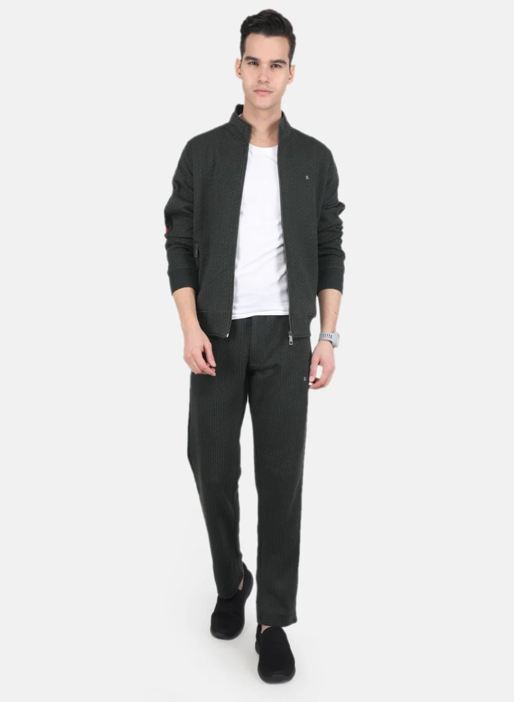 Men Olive Solid Tracksuit - Image 4