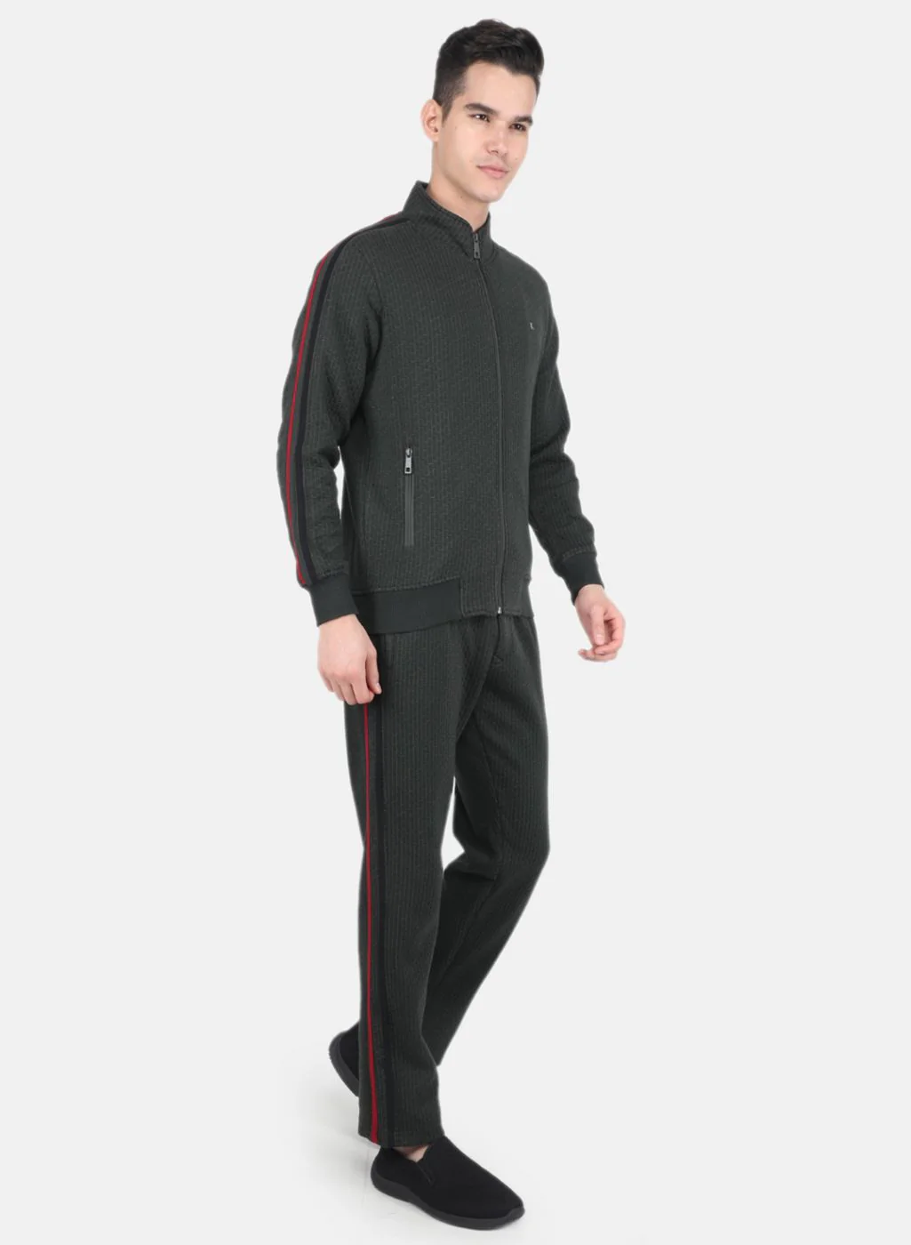 Men Olive Solid Tracksuit - Image 7