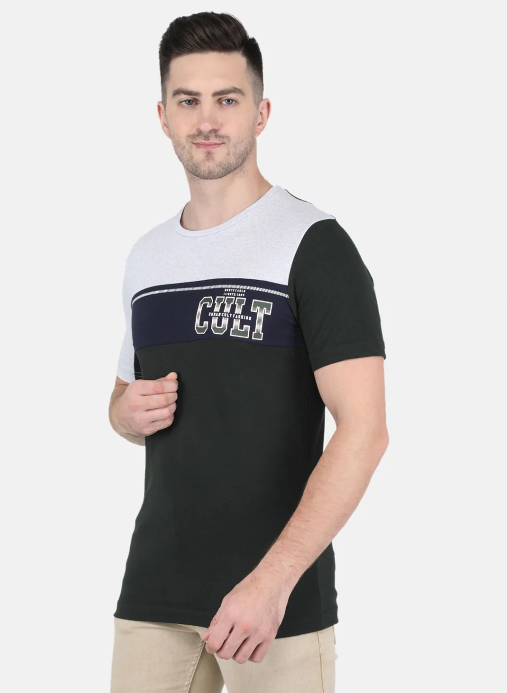 Men Olive Stripe T-Shirt - Image 2