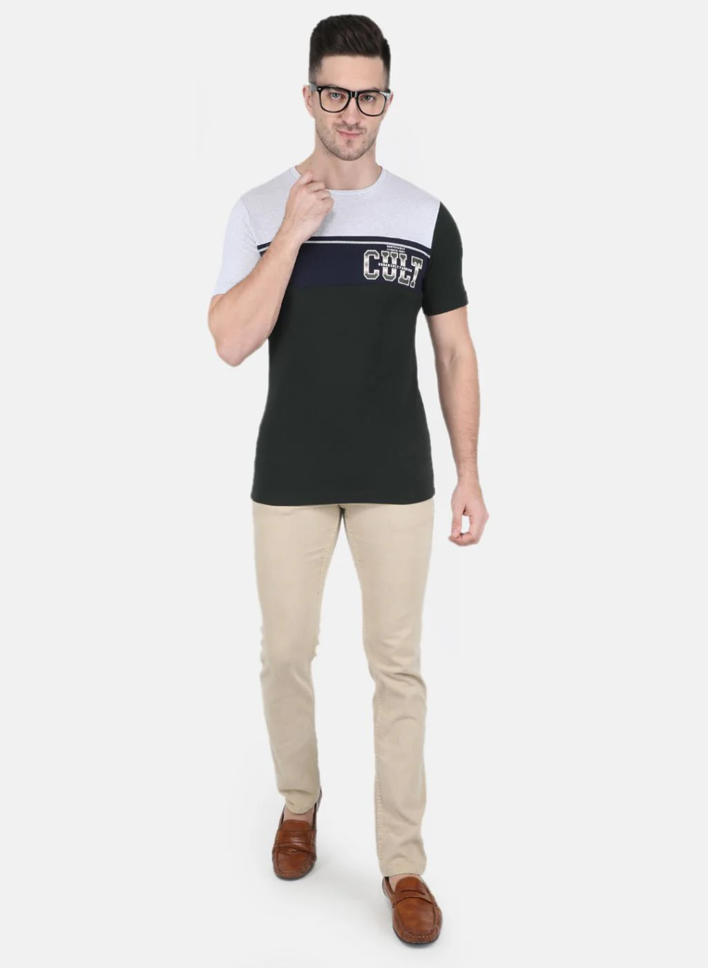 Men Olive Stripe T-Shirt - Image 4