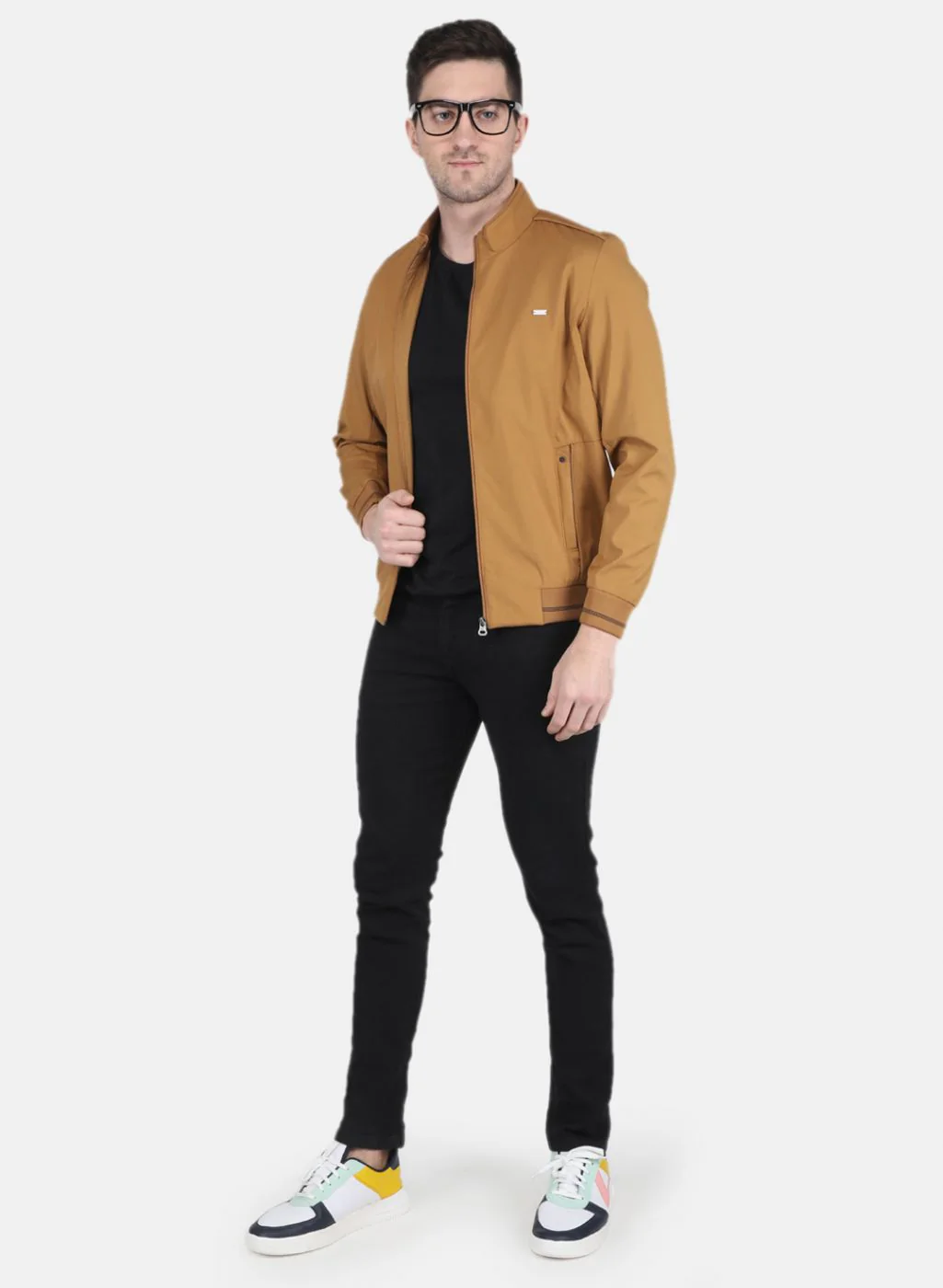 Men Orange Printed Jacket - Image 4