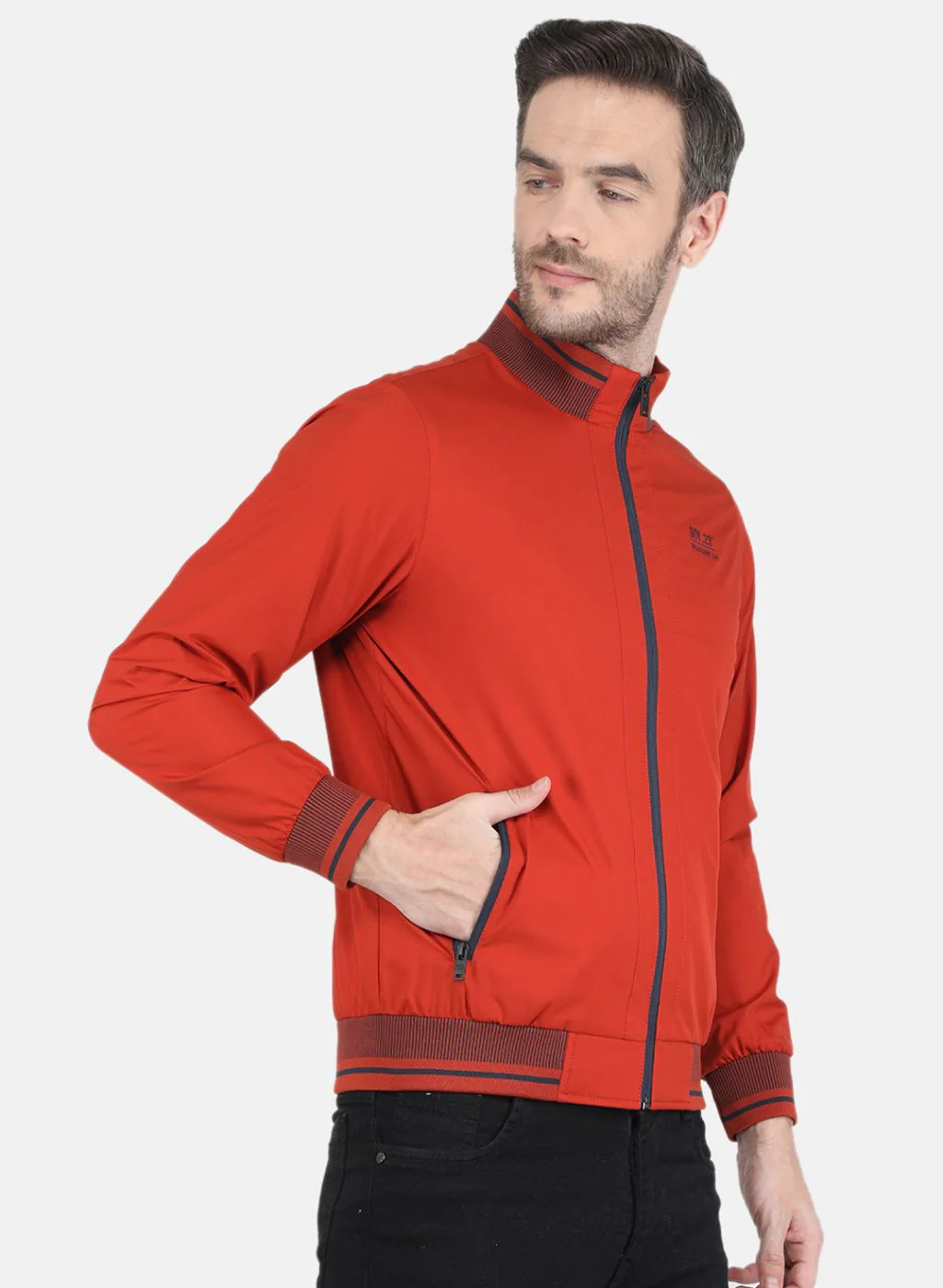 Men Orange Solid Jacket - Image 6