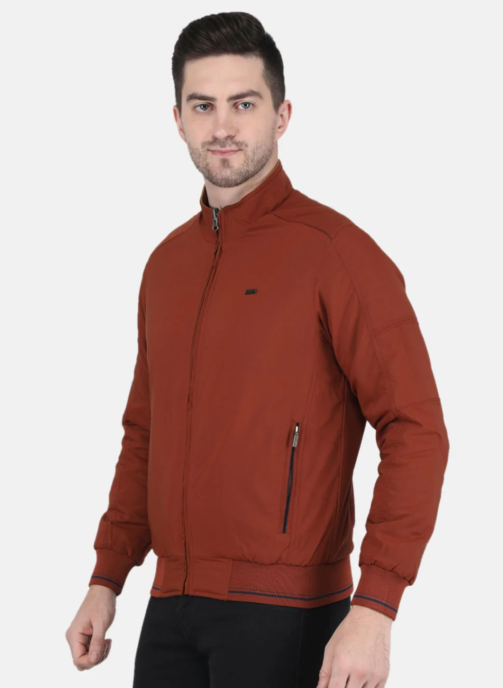 Men Orange Solid Jacket - Image 2