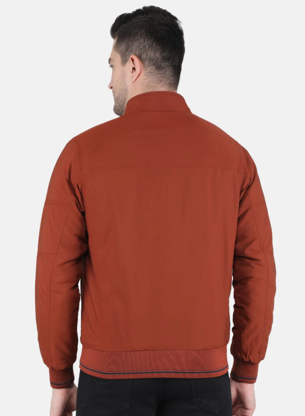 Men Orange Solid Jacket - Image 3