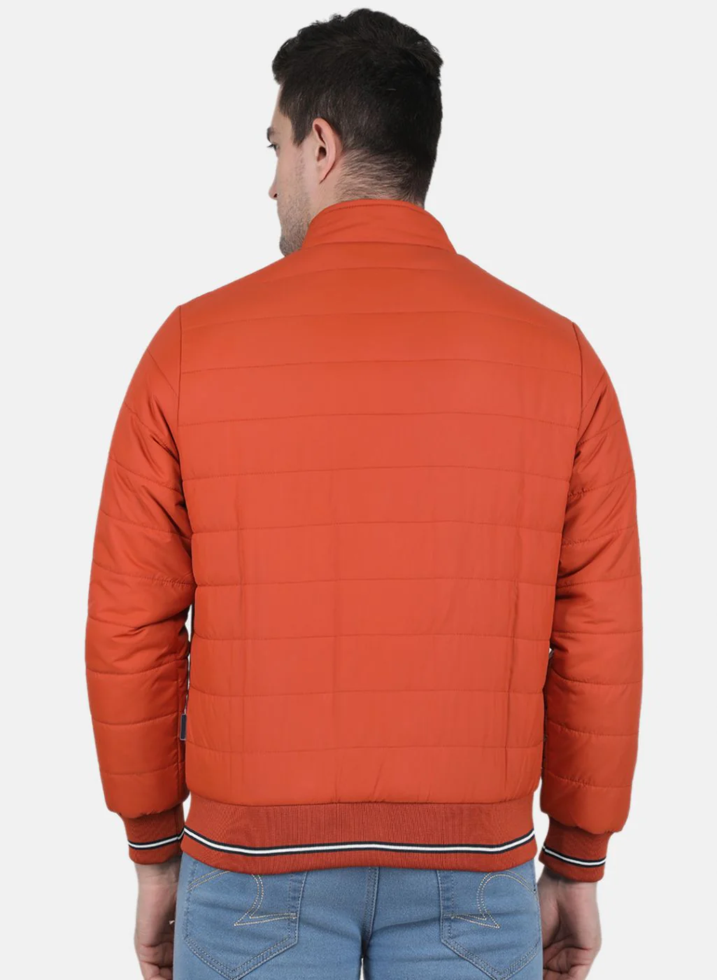 Men Orange Solid Jacket - Image 3