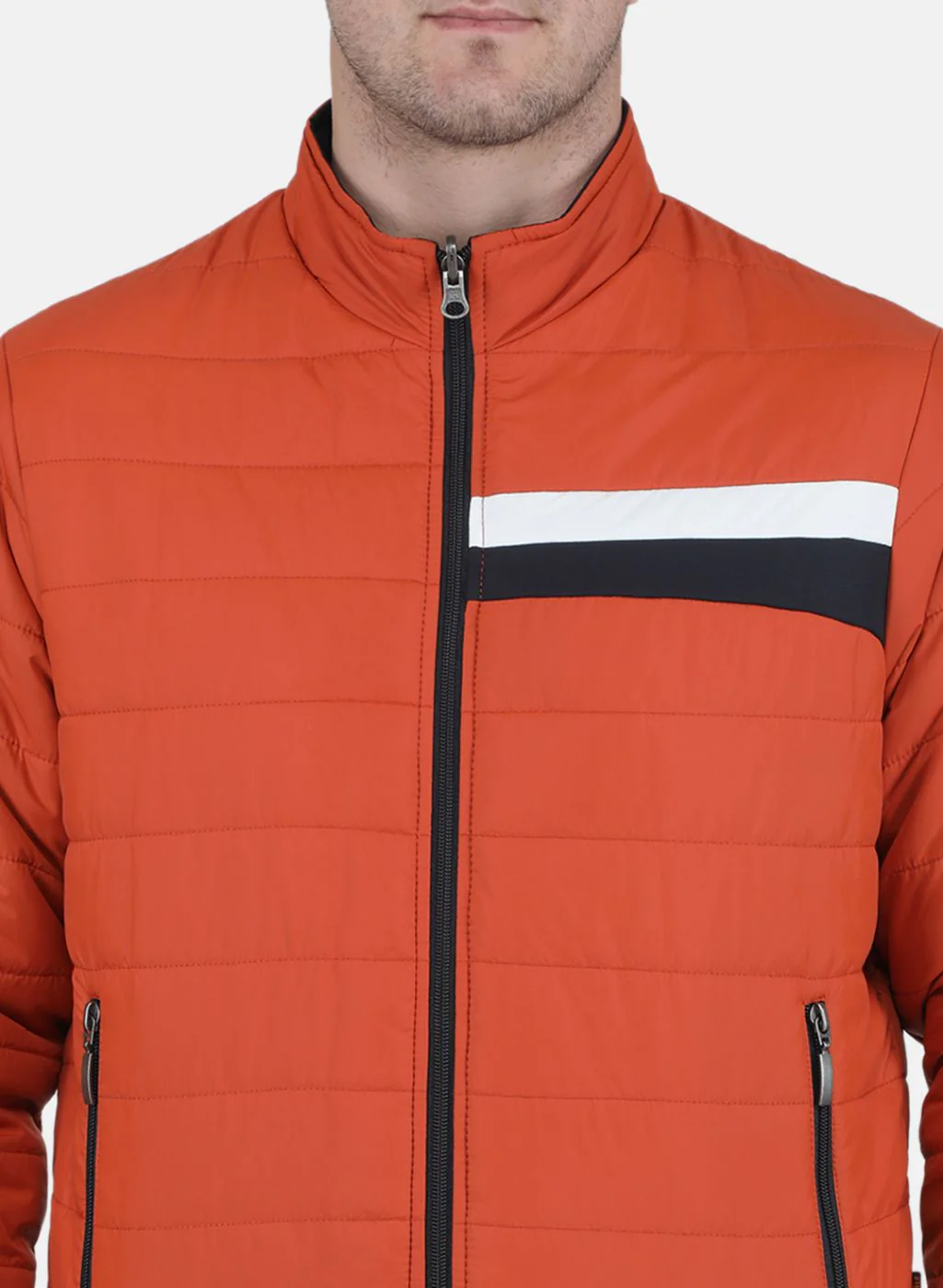 Men Orange Solid Jacket - Image 5