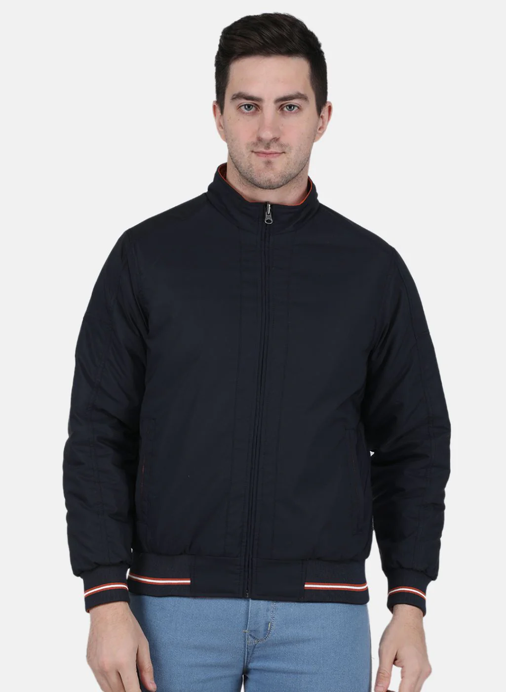 Men Orange Solid Jacket - Image 7
