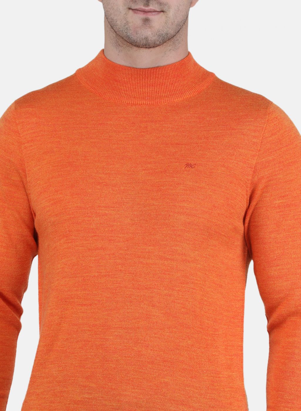 Men Orange Solid Pullover - Image 5