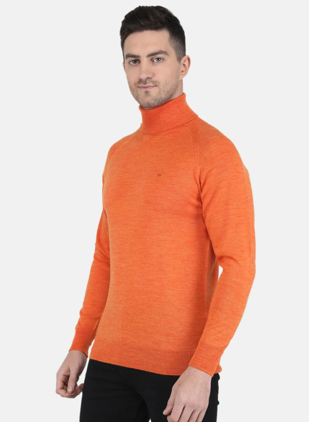 Men Orange Solid Pullover - Image 2