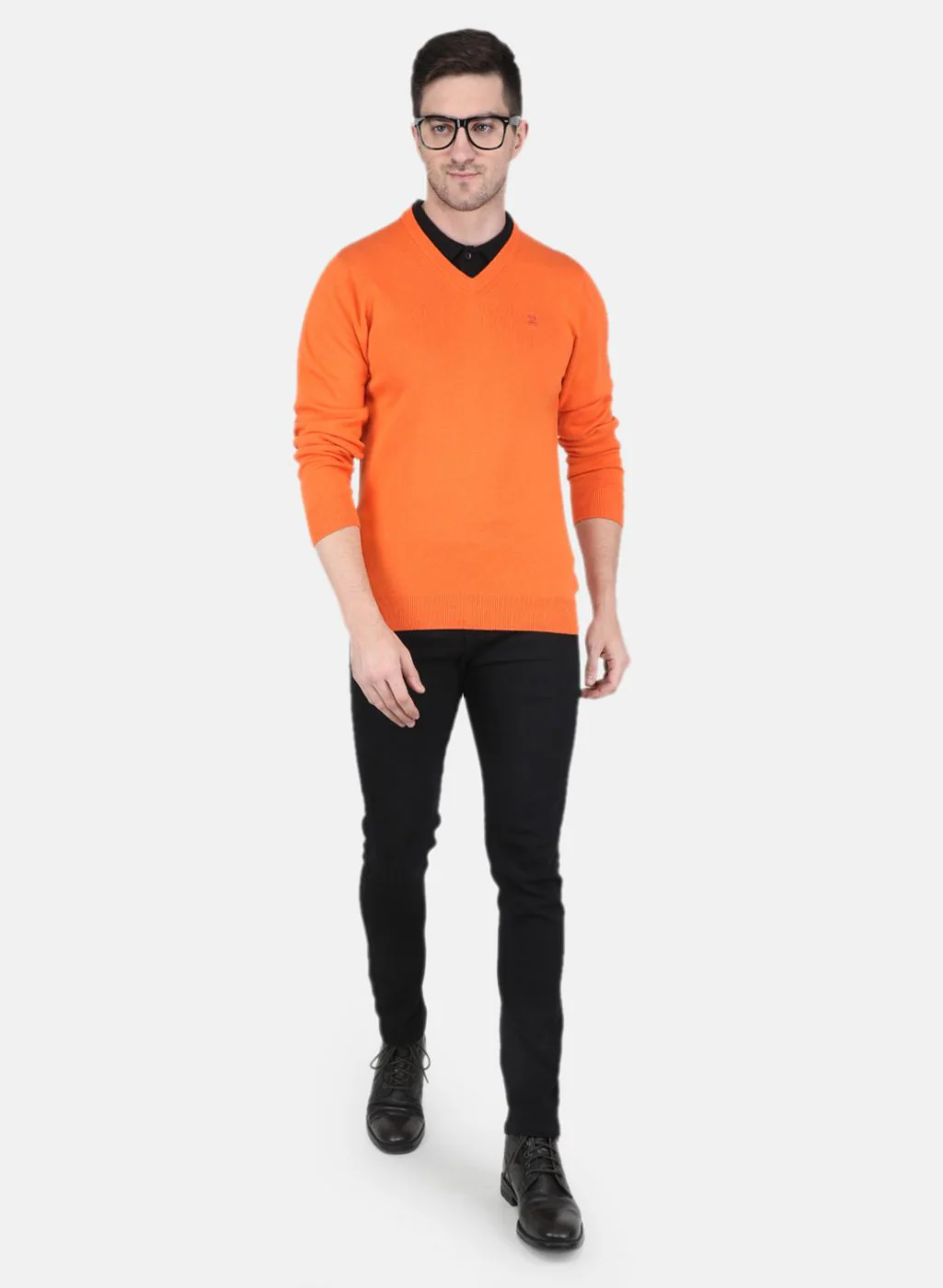 Men Orange Solid Pullover - Image 4