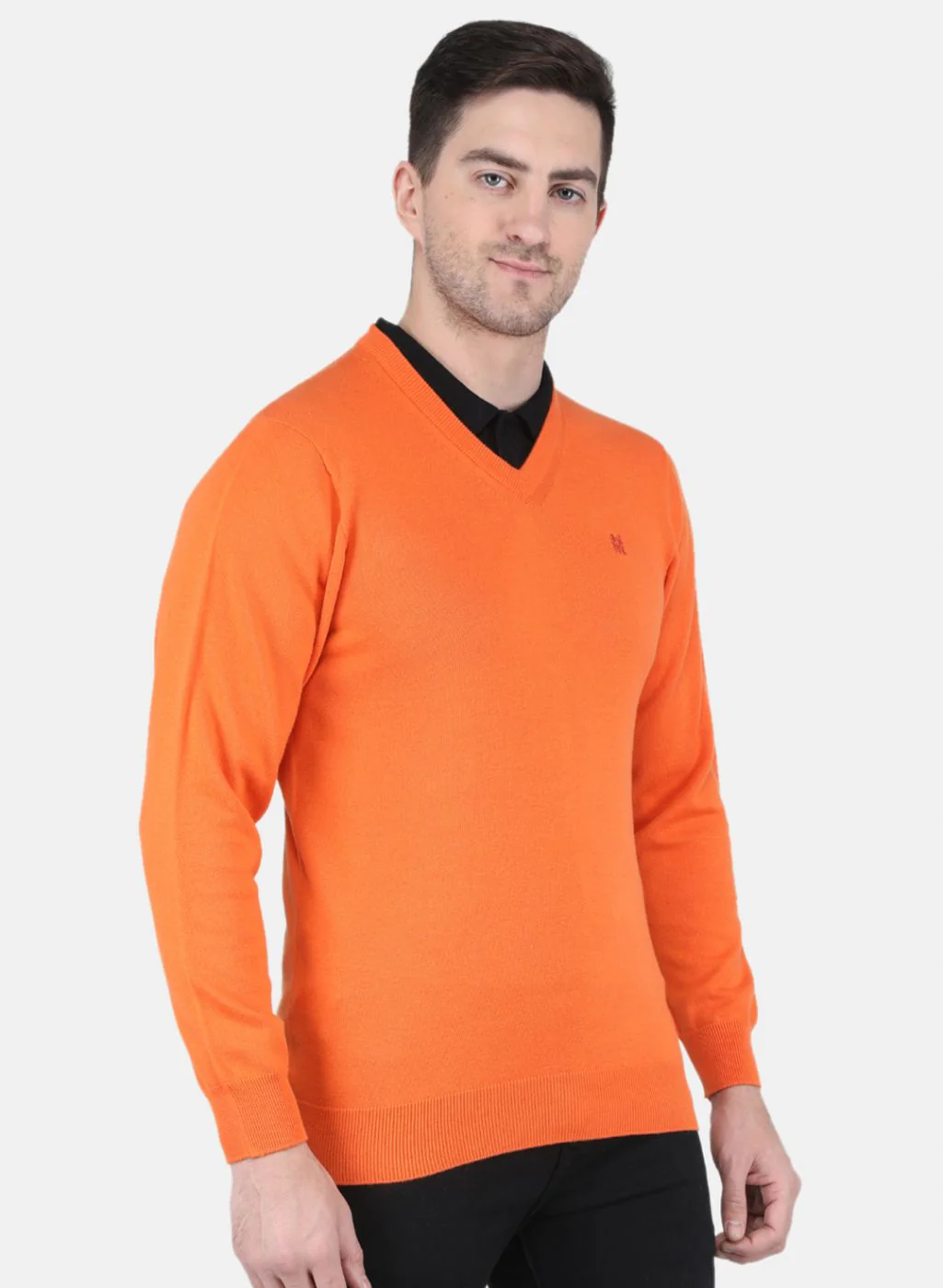 Men Orange Solid Pullover - Image 6