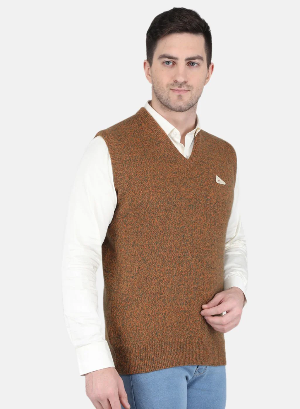 Men Orange Solid Sweater - Image 6