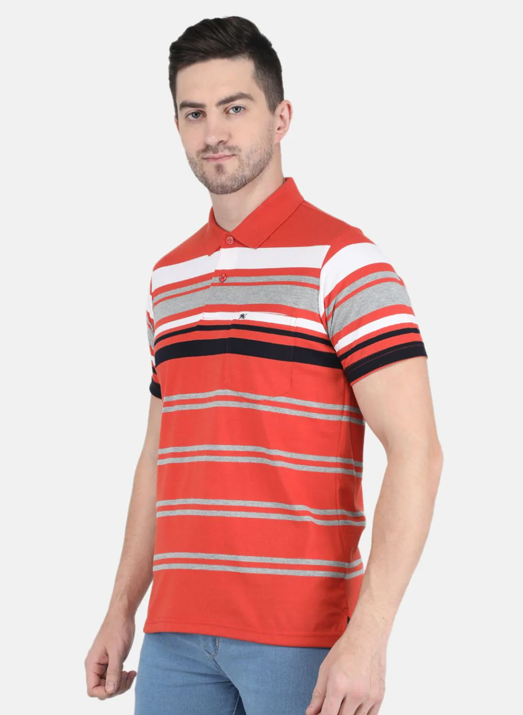 Men Orange Stripe T-Shirt - Image 2