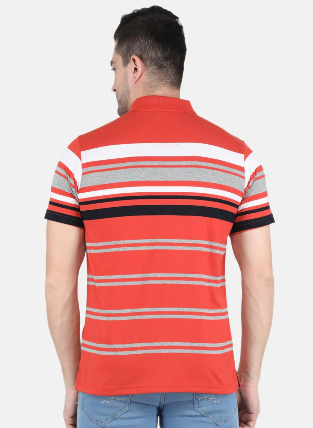 Men Orange Stripe T-Shirt - Image 3