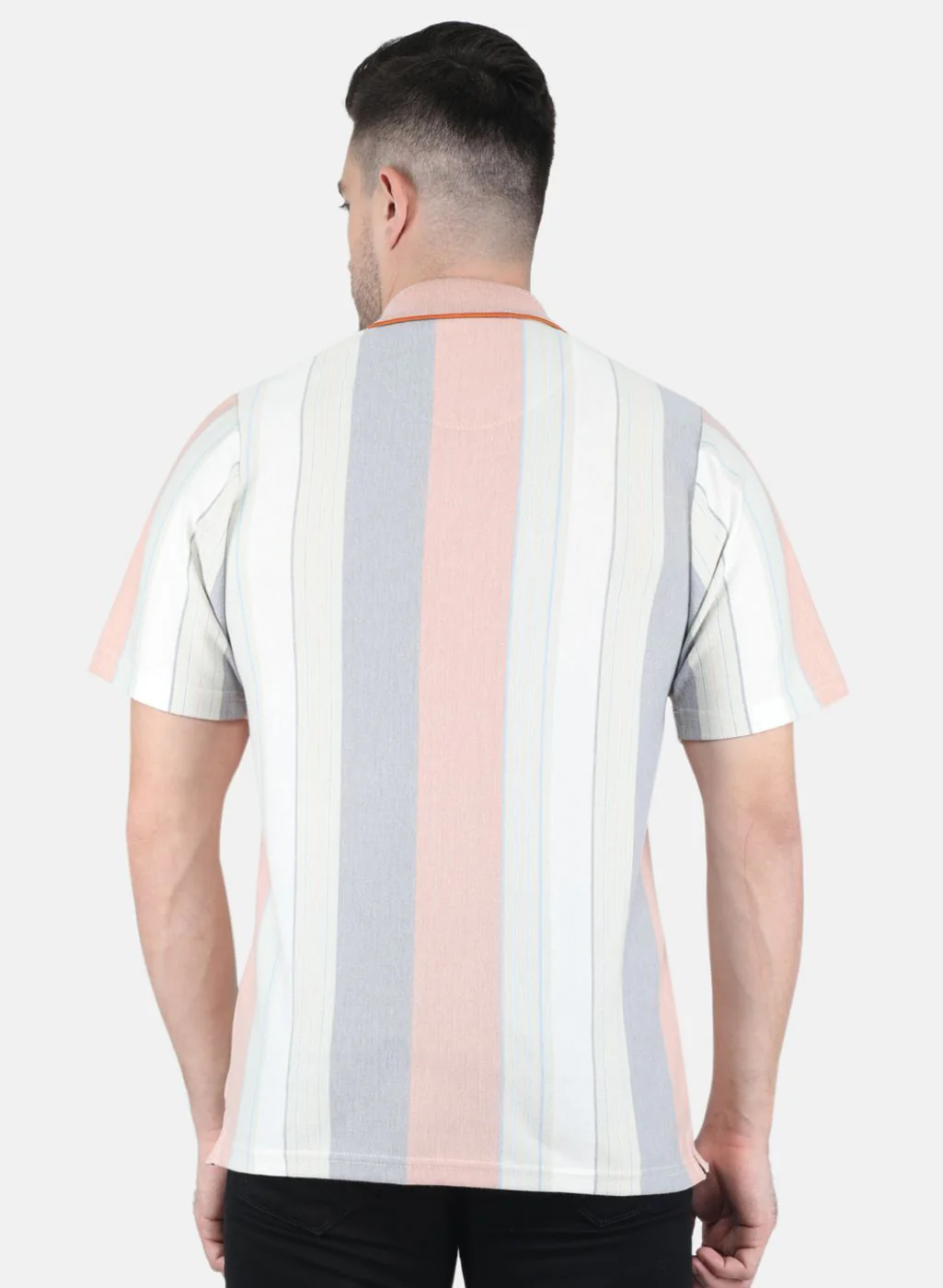 Men Peach Stripe T-Shirt - Image 3