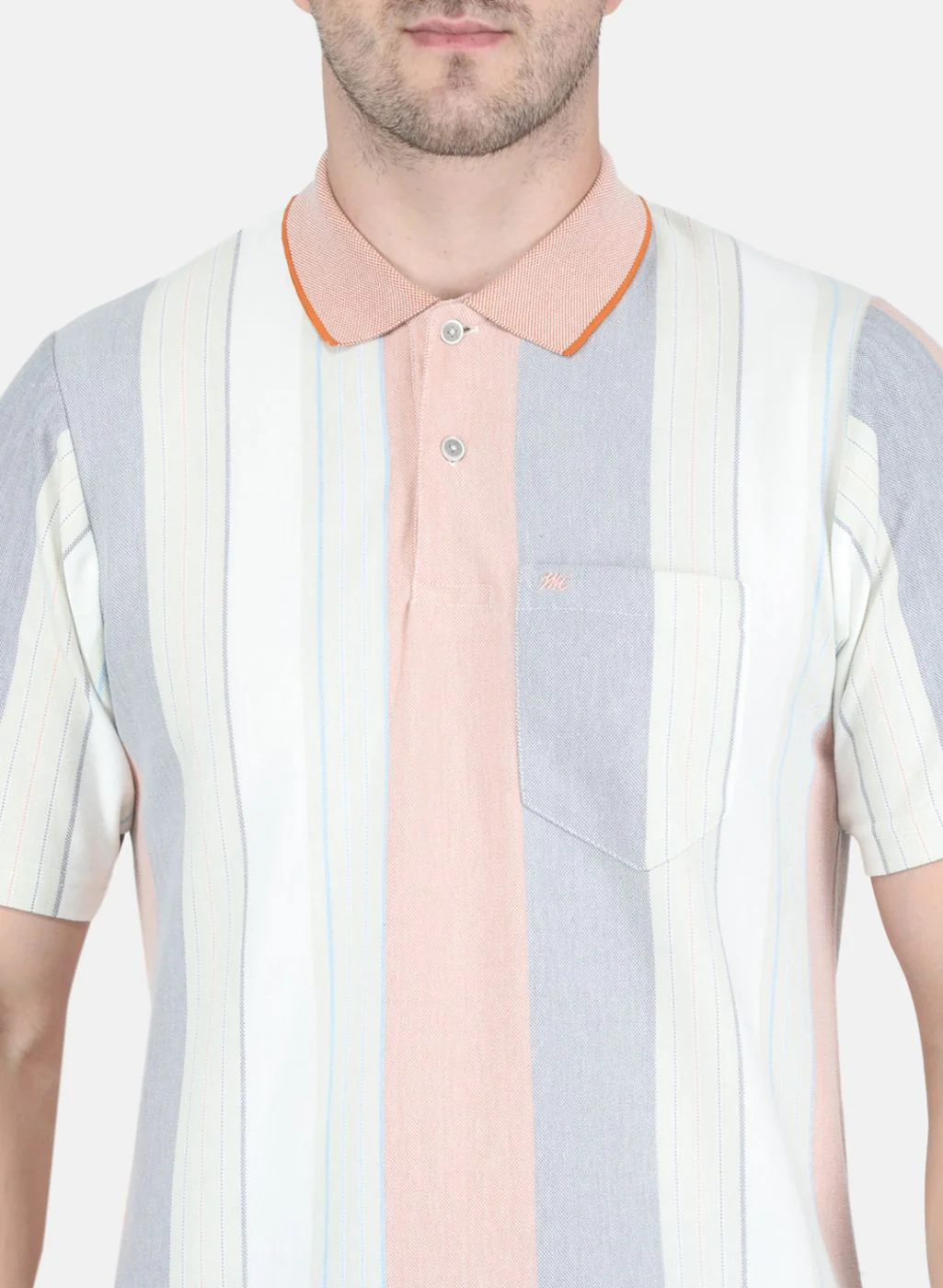 Men Peach Stripe T-Shirt - Image 5