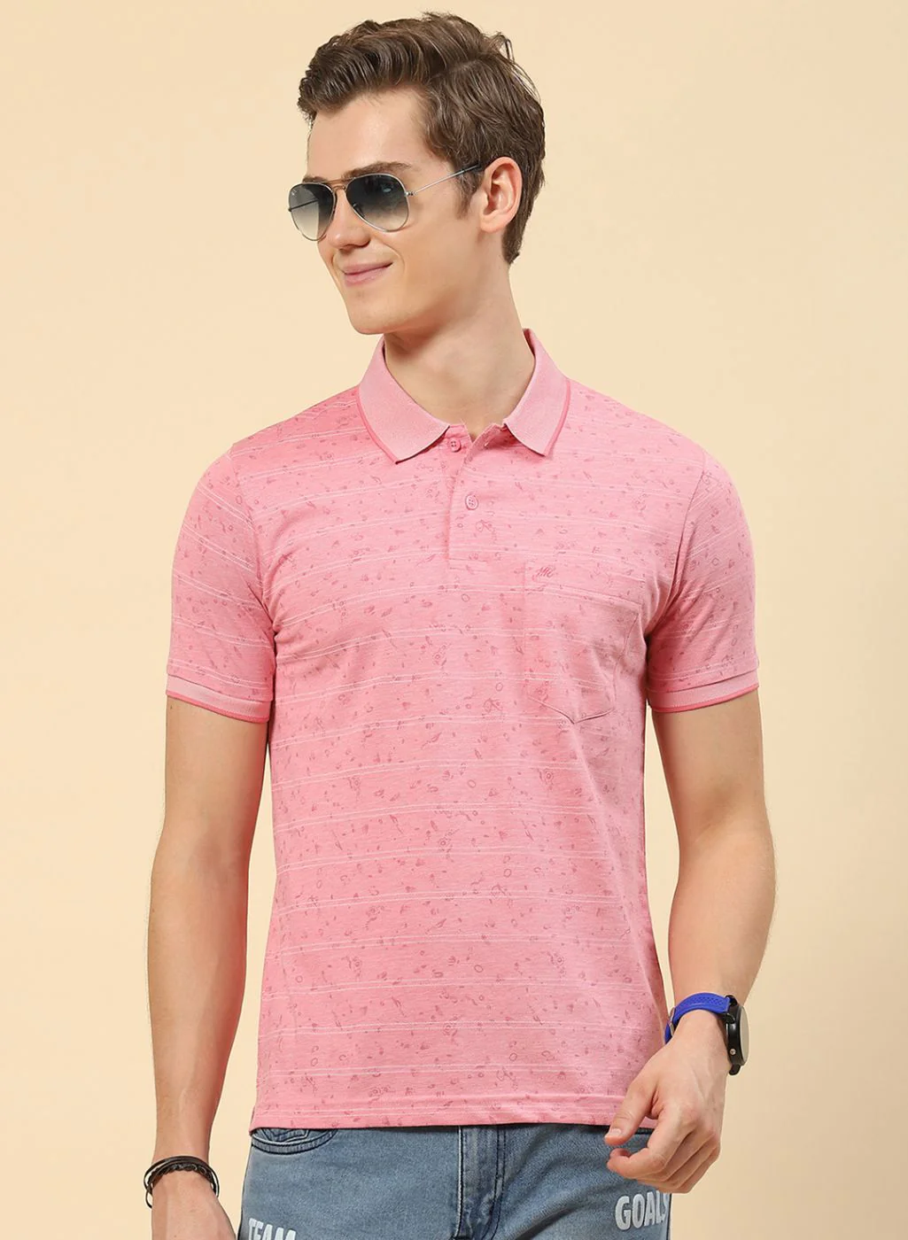Men Pink Printed T-Shirt