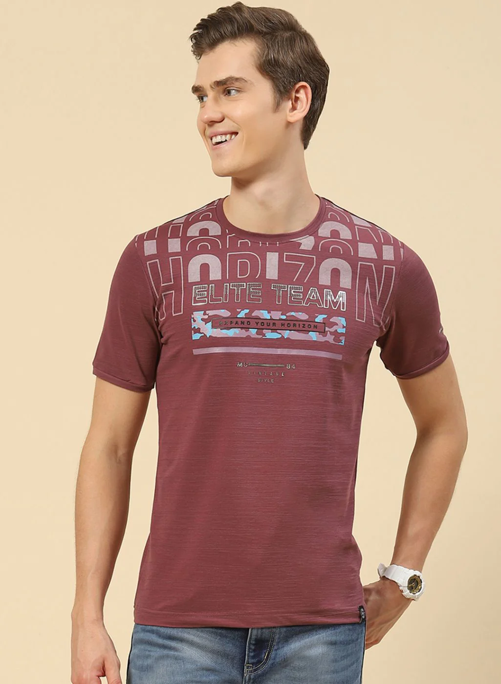 Men Pink Printed T-Shirt - Image 2