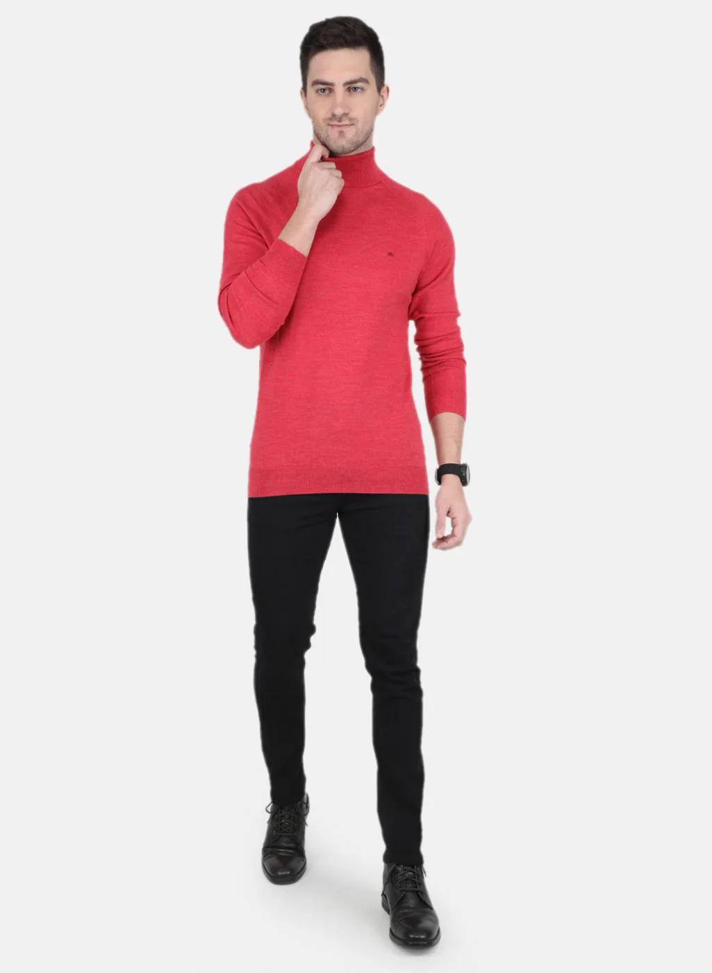 Men Pink Solid Pullover - Image 2
