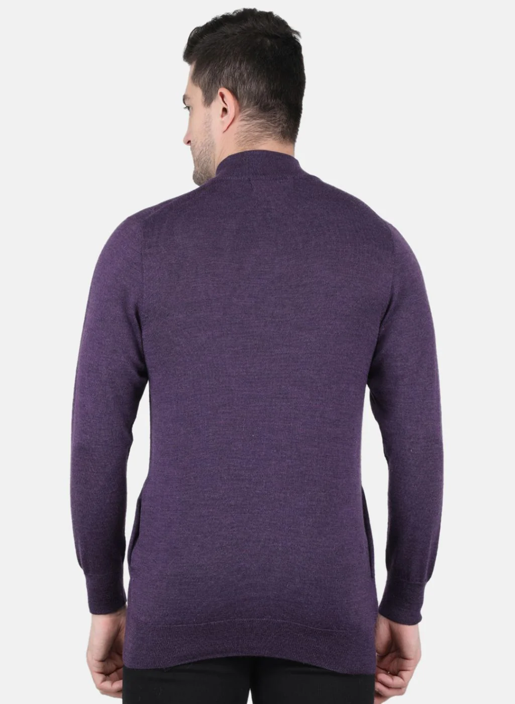 Men Purple Solid Pullover - Image 3