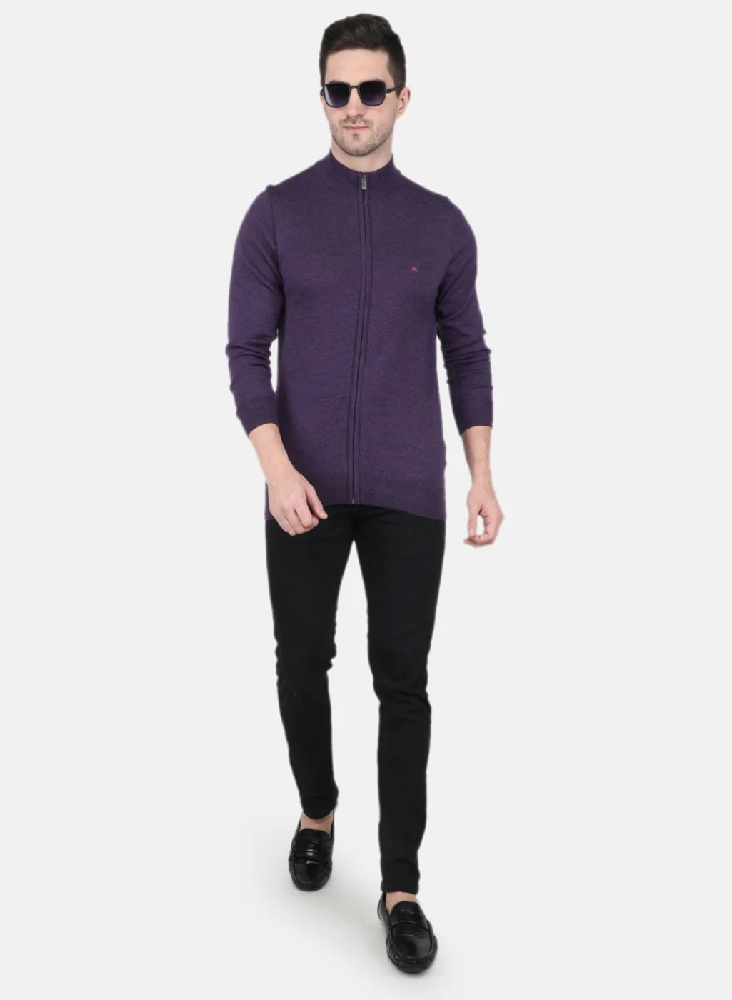 Men Purple Solid Pullover - Image 4