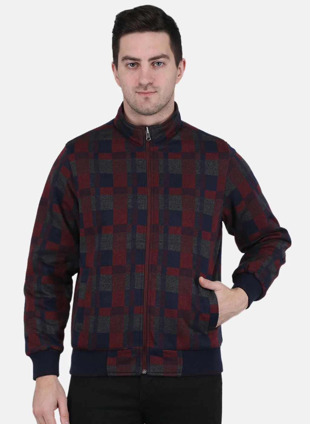 Men Red Check Jacket - Image 7