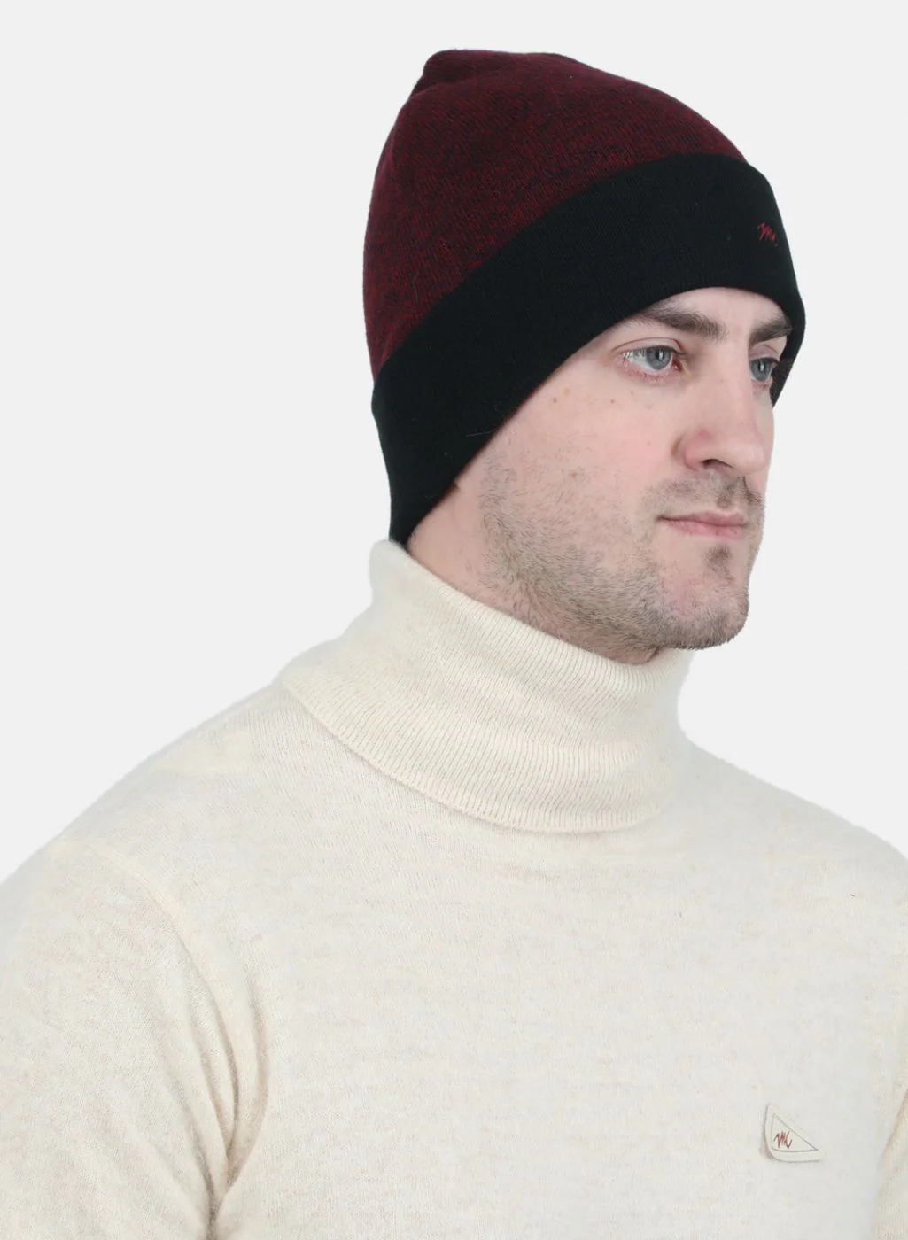 Men Red Self Design Cap - Image 2