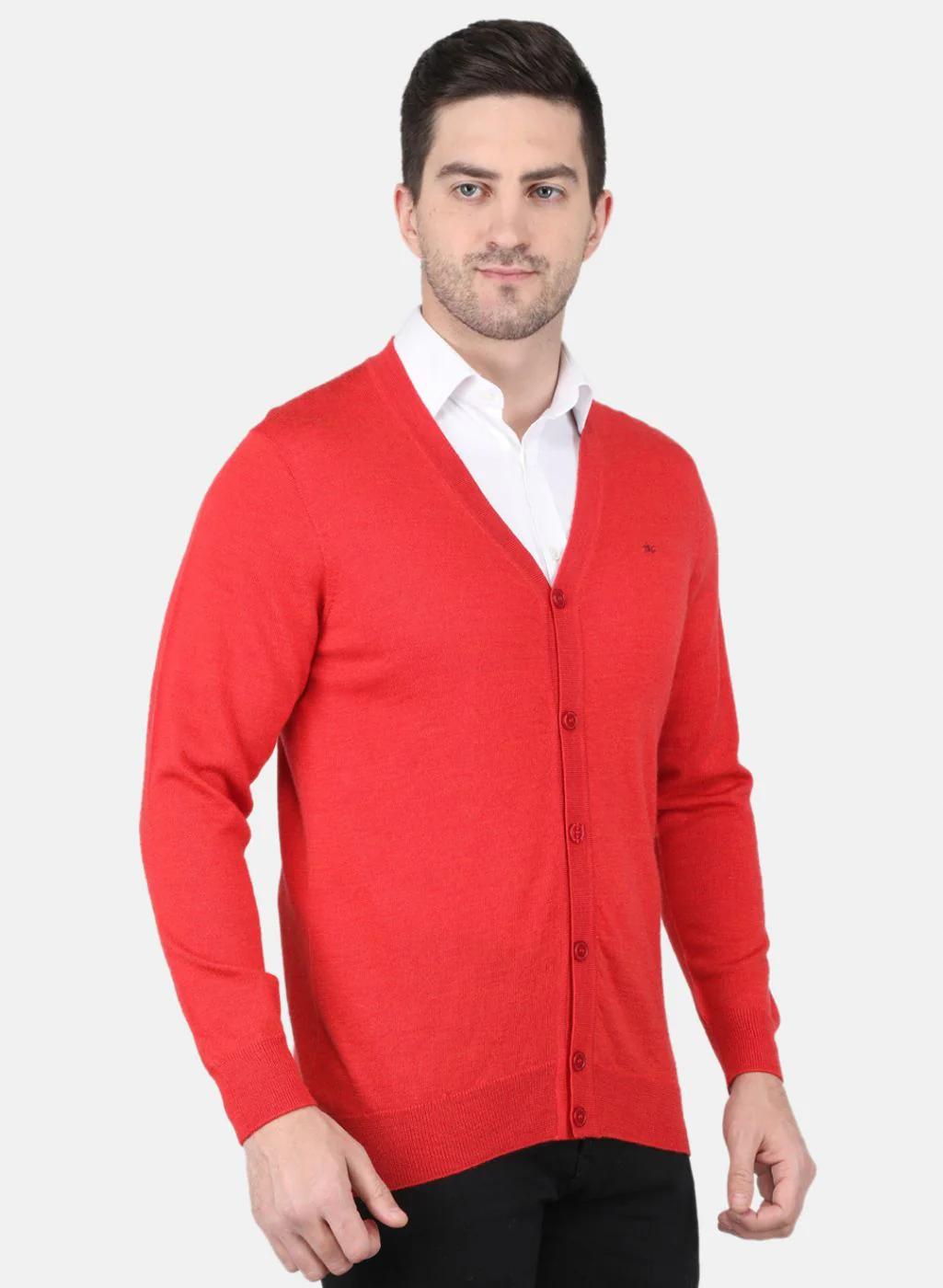 Men Red Solid Cardigan - Image 6
