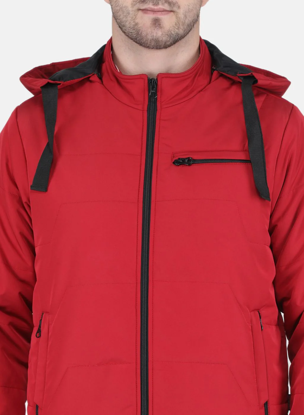 Men Red Solid Jacket - Image 4