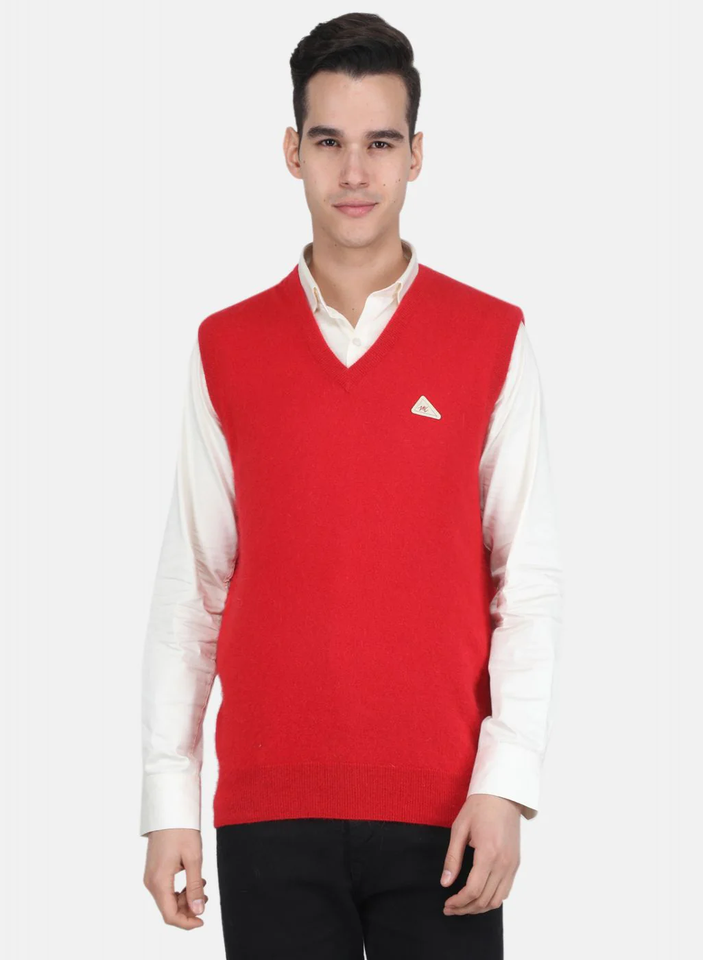 Men Red Solid Sweater