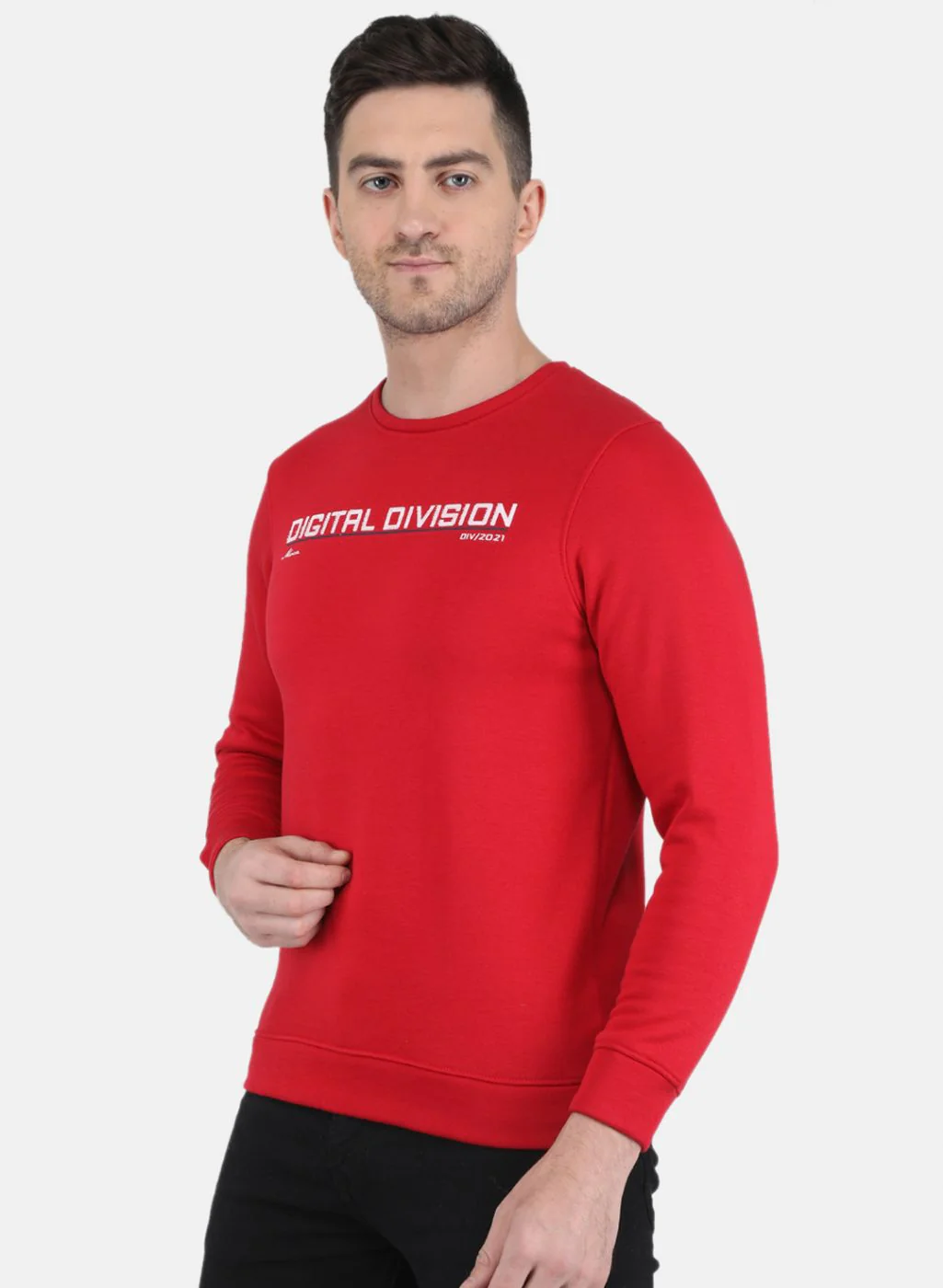 Men Red Solid Sweatshirt - Image 2