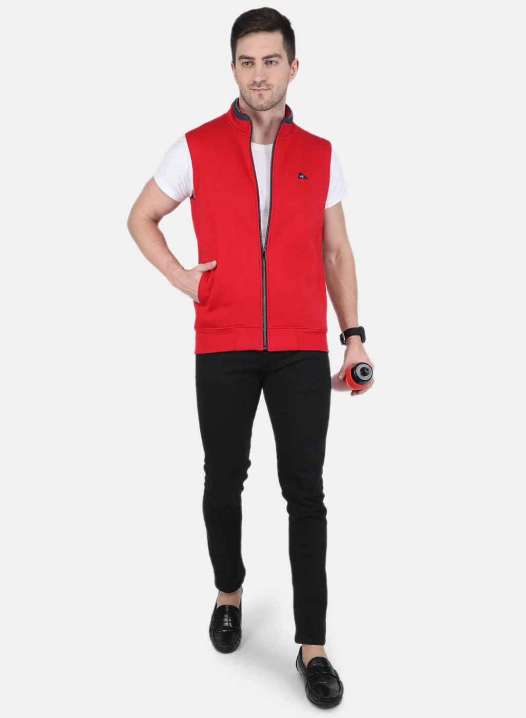 Men Red Solid T-Shirt - Image 4