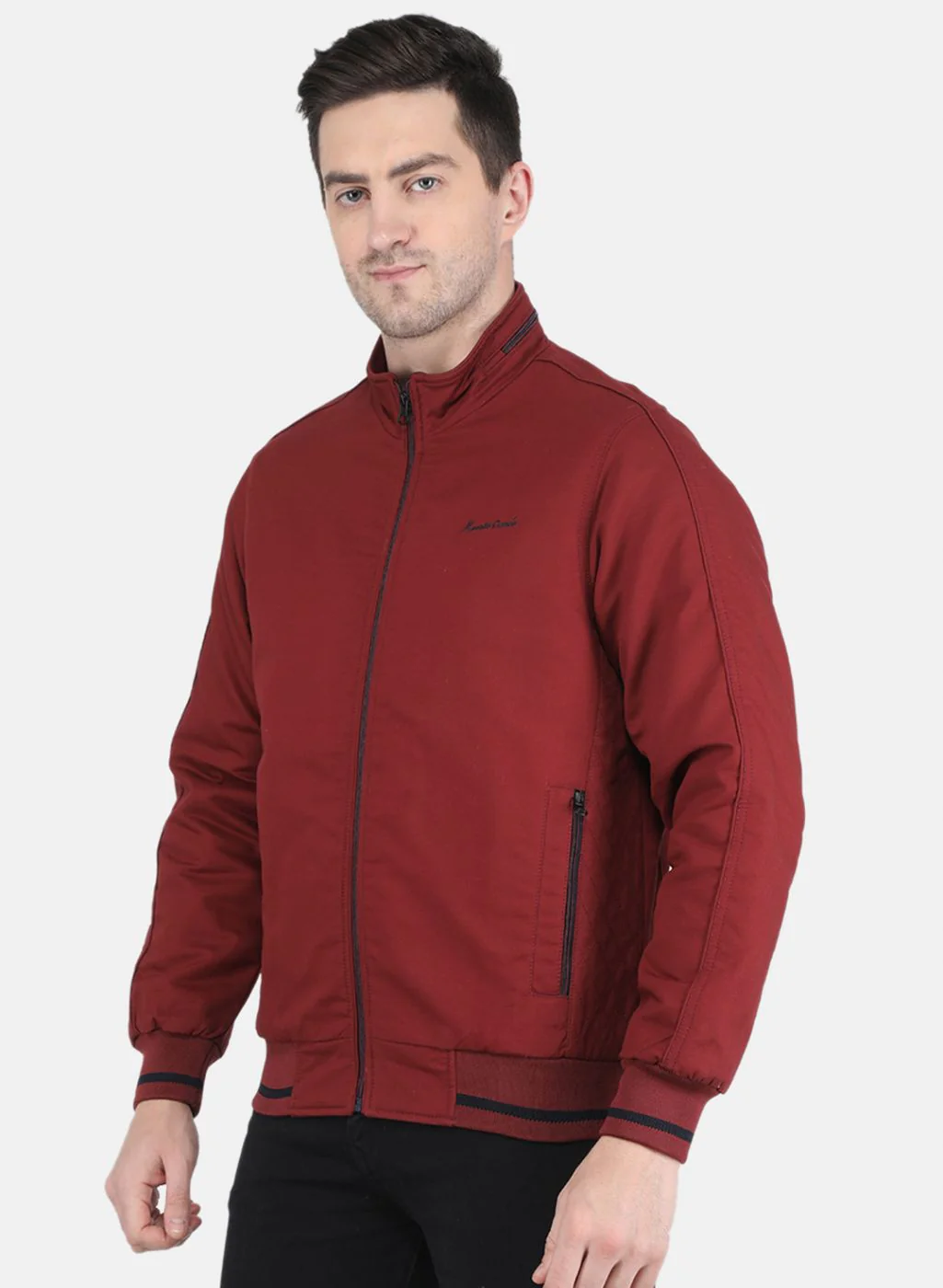Men Rust Orange Printed Jacket - Image 2